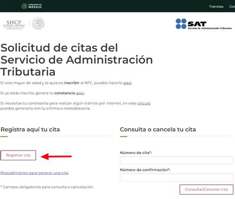 crear cita sat|Sistema de citas